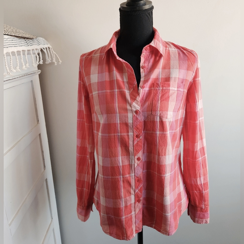 Tommy Hilfiger Coral Pink Plaid Button-Down Shirt